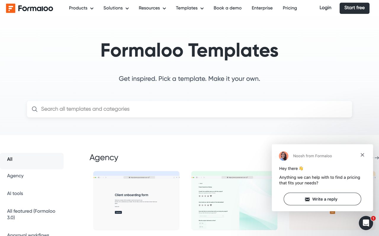 Formaloo product screenshot — a dashboard built from form responses stored in a relational database